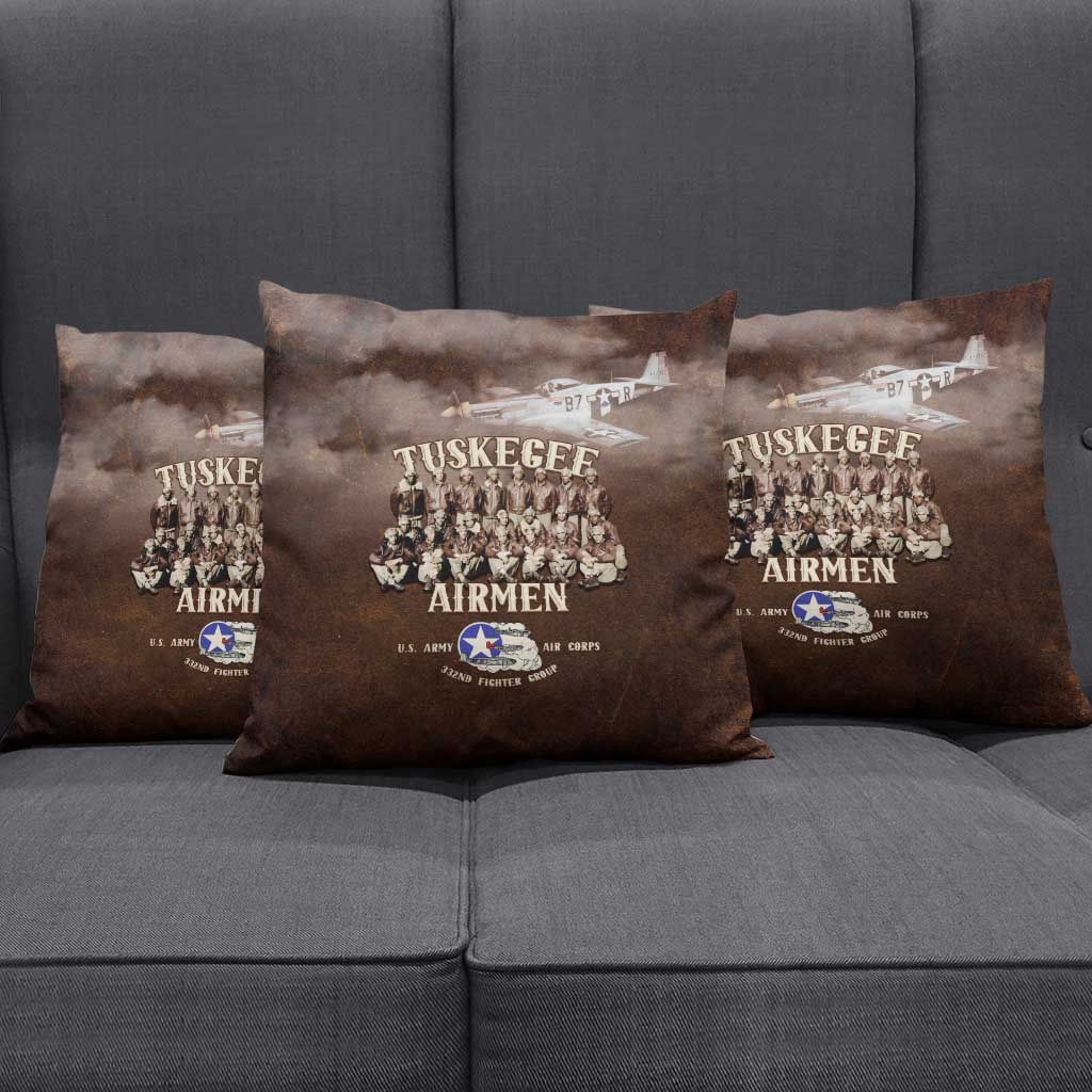 Remembering Tuskegee Airmen Pillow Cover Heroes of the 332nd Squadron Retro Style - Wonder Print Shop