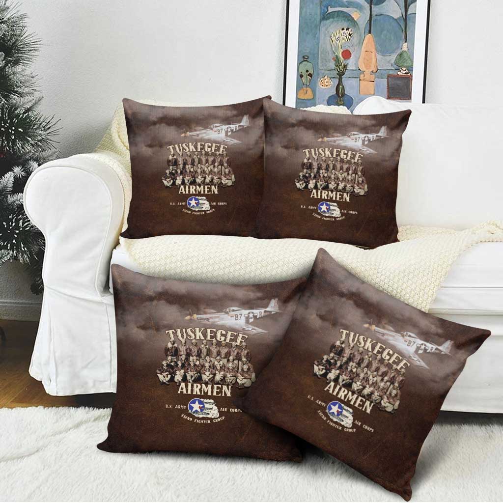 Remembering Tuskegee Airmen Pillow Cover Heroes of the 332nd Squadron Retro Style - Wonder Print Shop