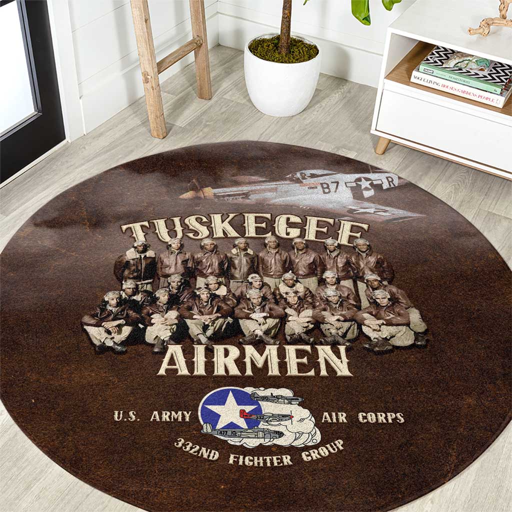 Remembering Tuskegee Airmen Round Carpet Heroes of the 332nd Squadron Retro Style - Wonder Print Shop
