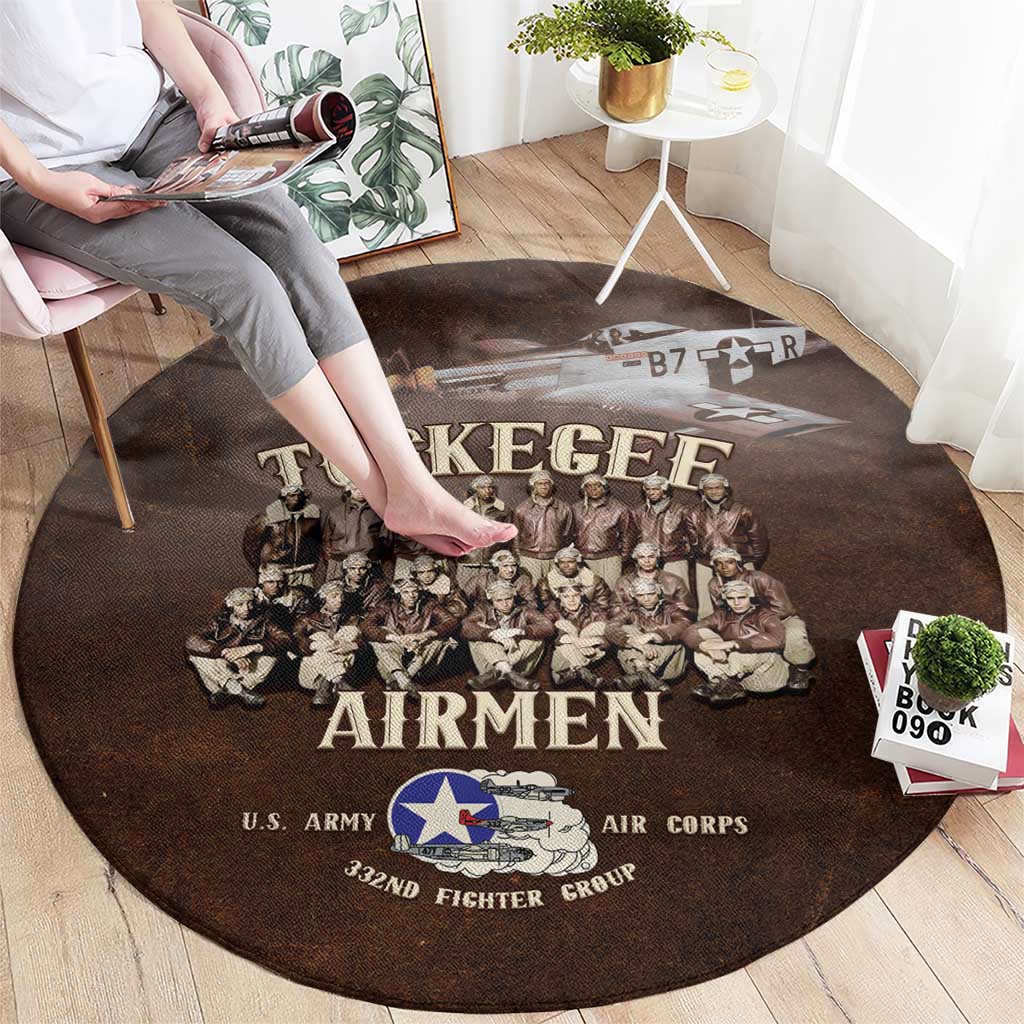 Remembering Tuskegee Airmen Round Carpet Heroes of the 332nd Squadron Retro Style - Wonder Print Shop