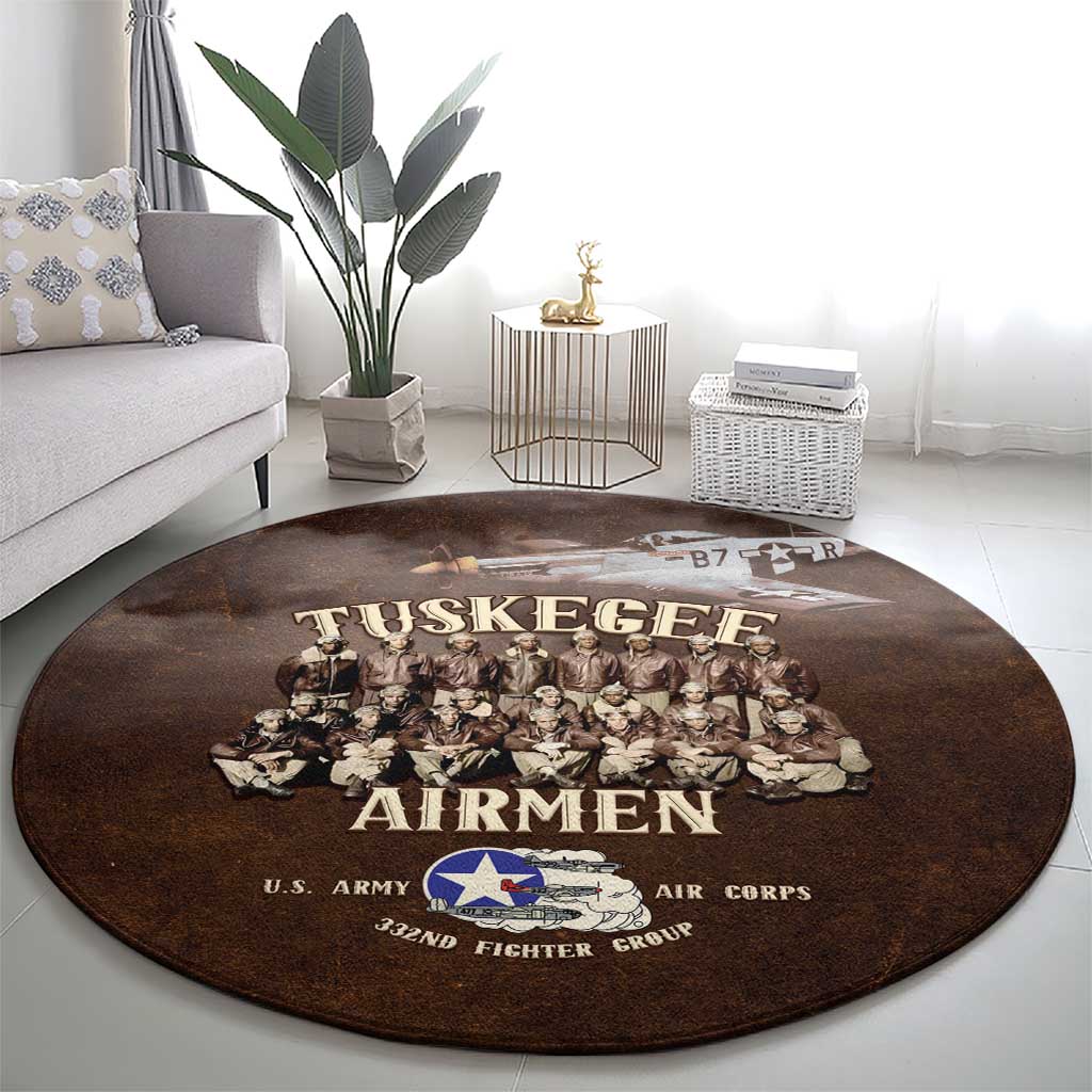 Remembering Tuskegee Airmen Round Carpet Heroes of the 332nd Squadron Retro Style - Wonder Print Shop
