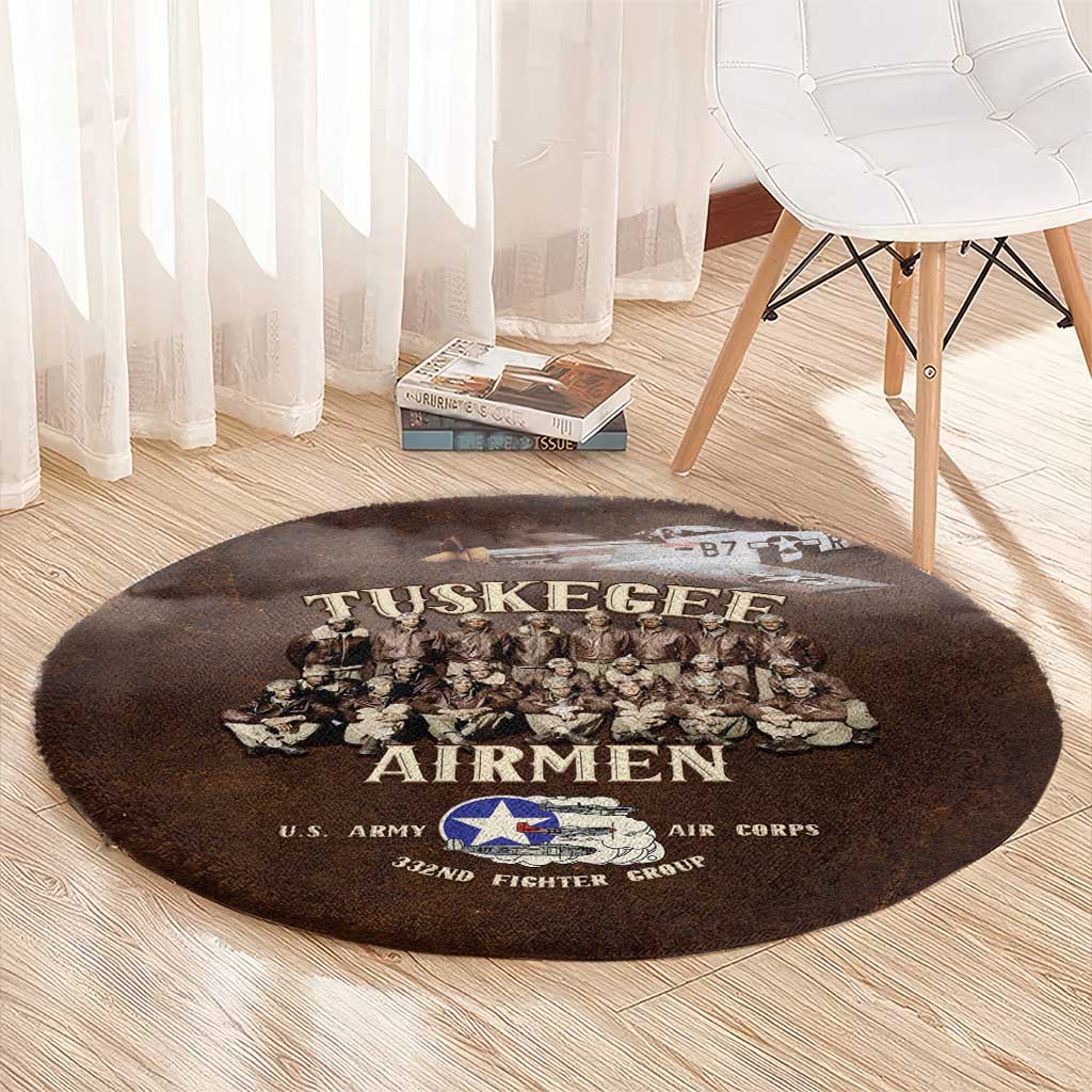 Remembering Tuskegee Airmen Round Carpet Heroes of the 332nd Squadron Retro Style - Wonder Print Shop