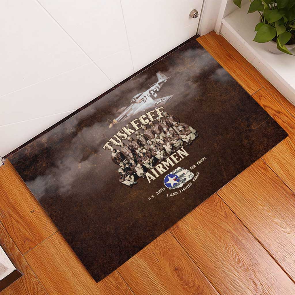 Remembering Tuskegee Airmen Rubber Doormat Heroes of the 332nd Squadron Retro Style - Wonder Print Shop