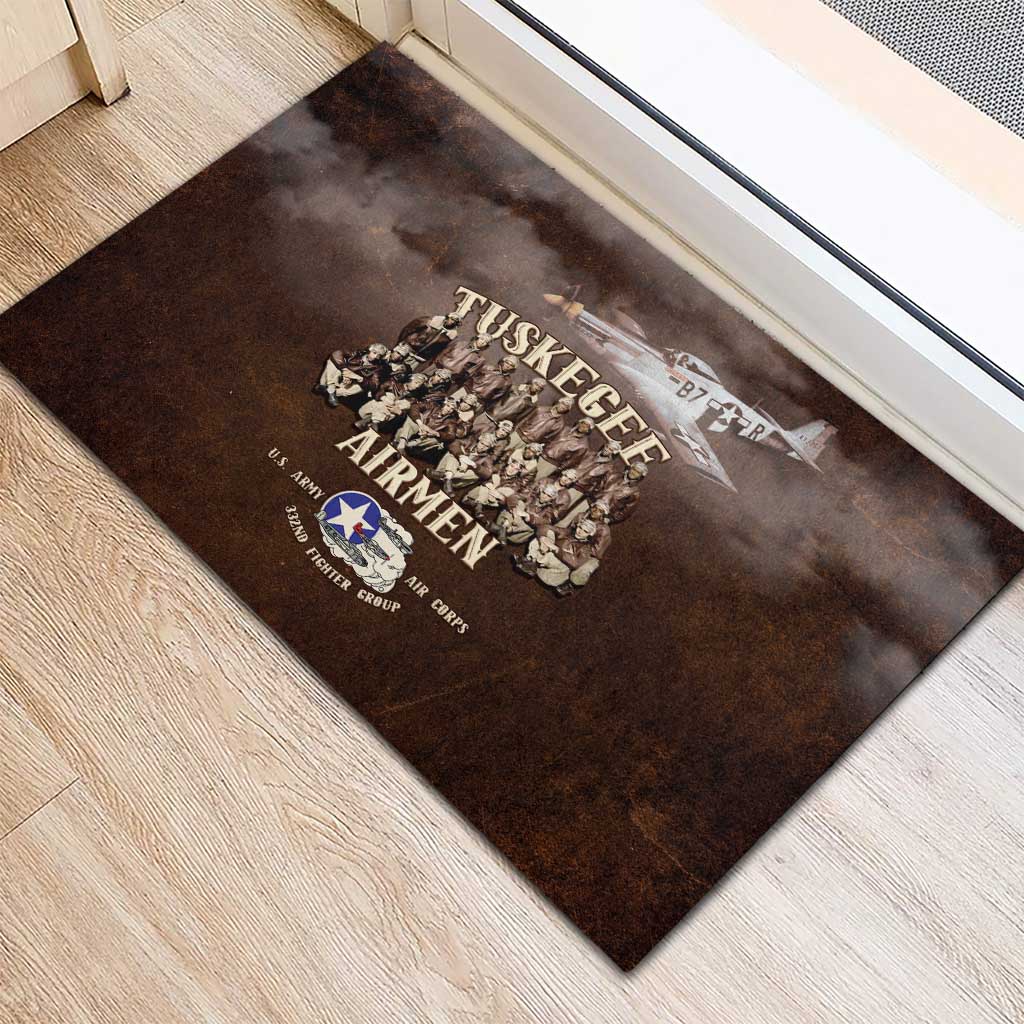 Remembering Tuskegee Airmen Rubber Doormat Heroes of the 332nd Squadron Retro Style - Wonder Print Shop