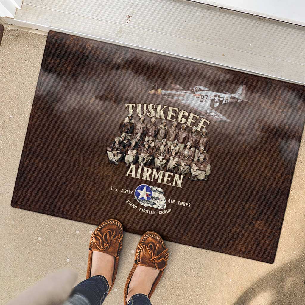 Remembering Tuskegee Airmen Rubber Doormat Heroes of the 332nd Squadron Retro Style - Wonder Print Shop