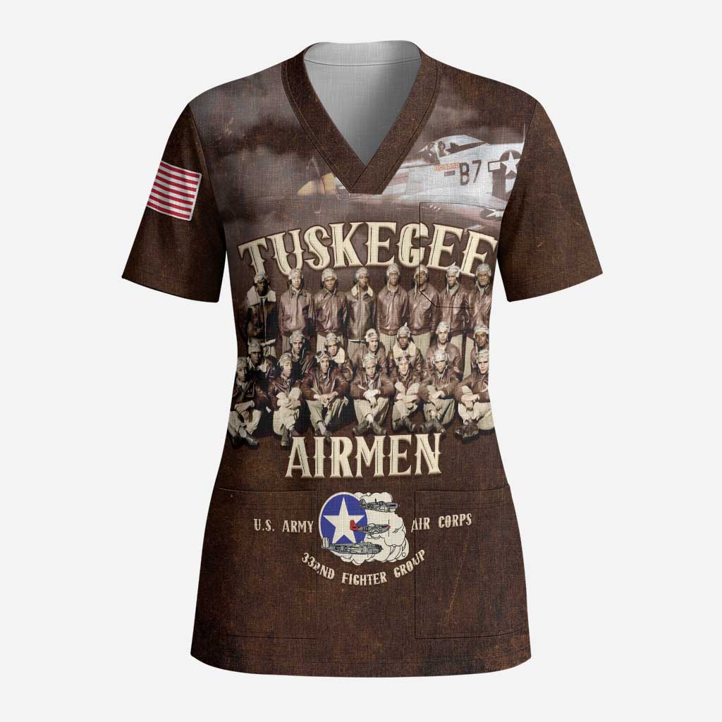 Remembering Tuskegee Airmen Scrub Top Heroes of the 332nd Squadron Retro Style - Wonder Print Shop
