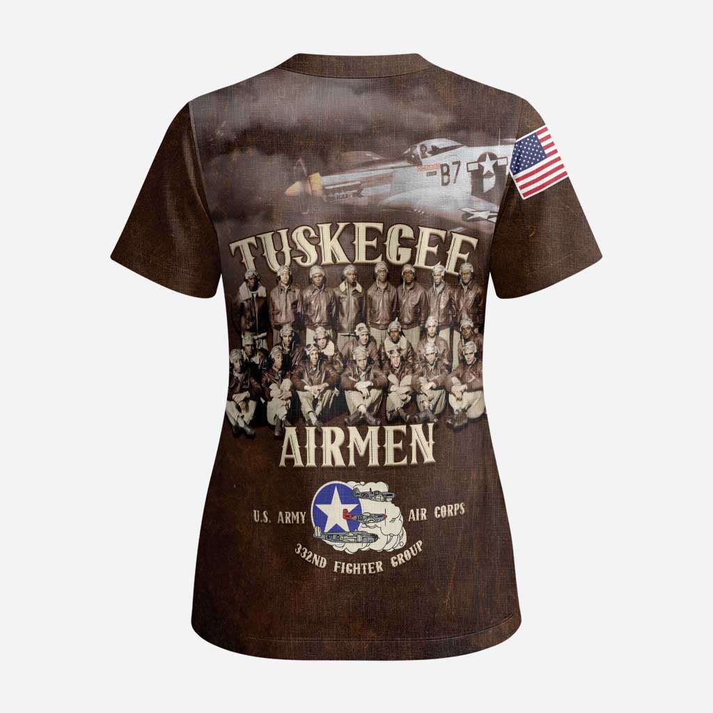 Remembering Tuskegee Airmen Scrub Top Heroes of the 332nd Squadron Retro Style - Wonder Print Shop