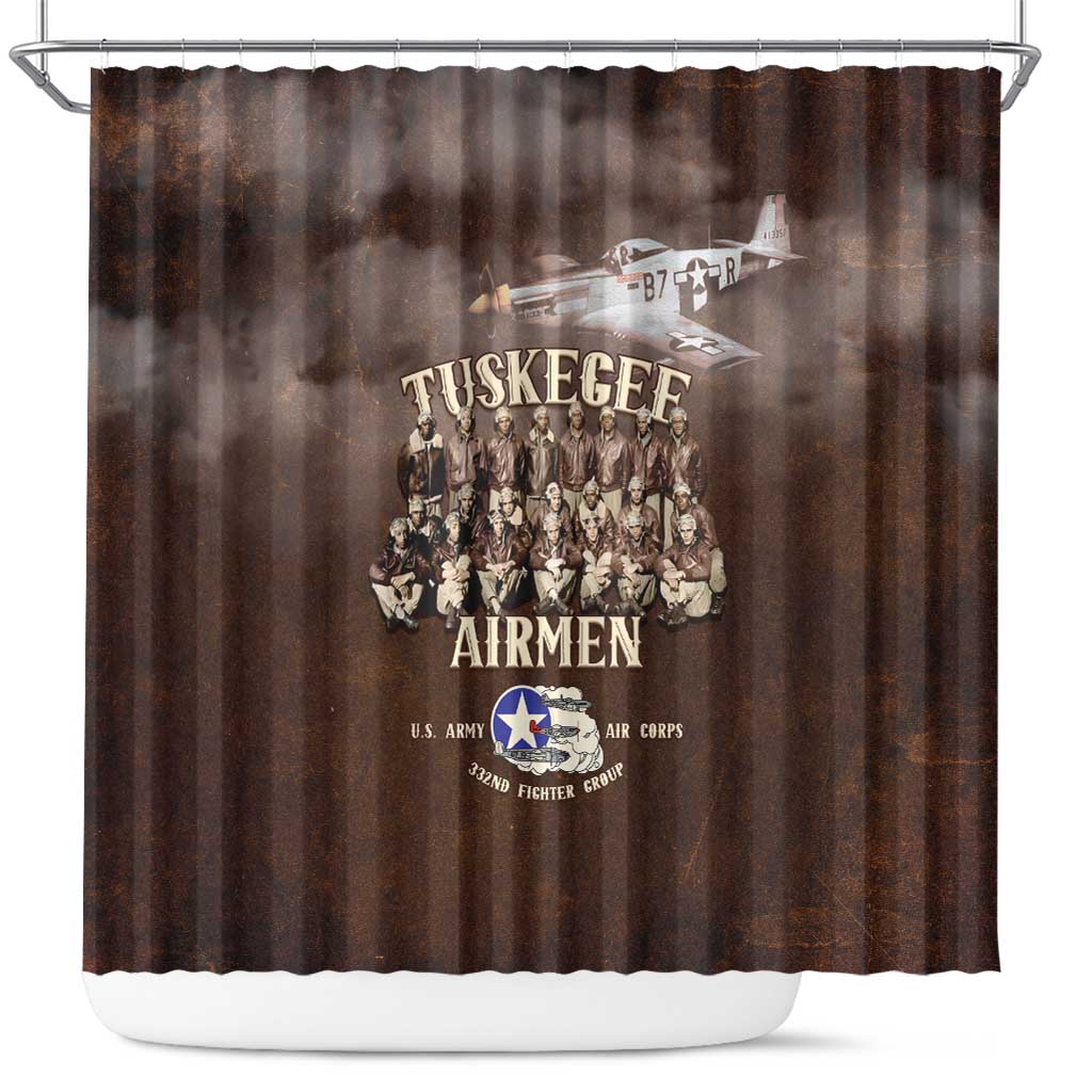 Remembering Tuskegee Airmen Shower Curtain Heroes of the 332nd Squadron Retro Style - Wonder Print Shop