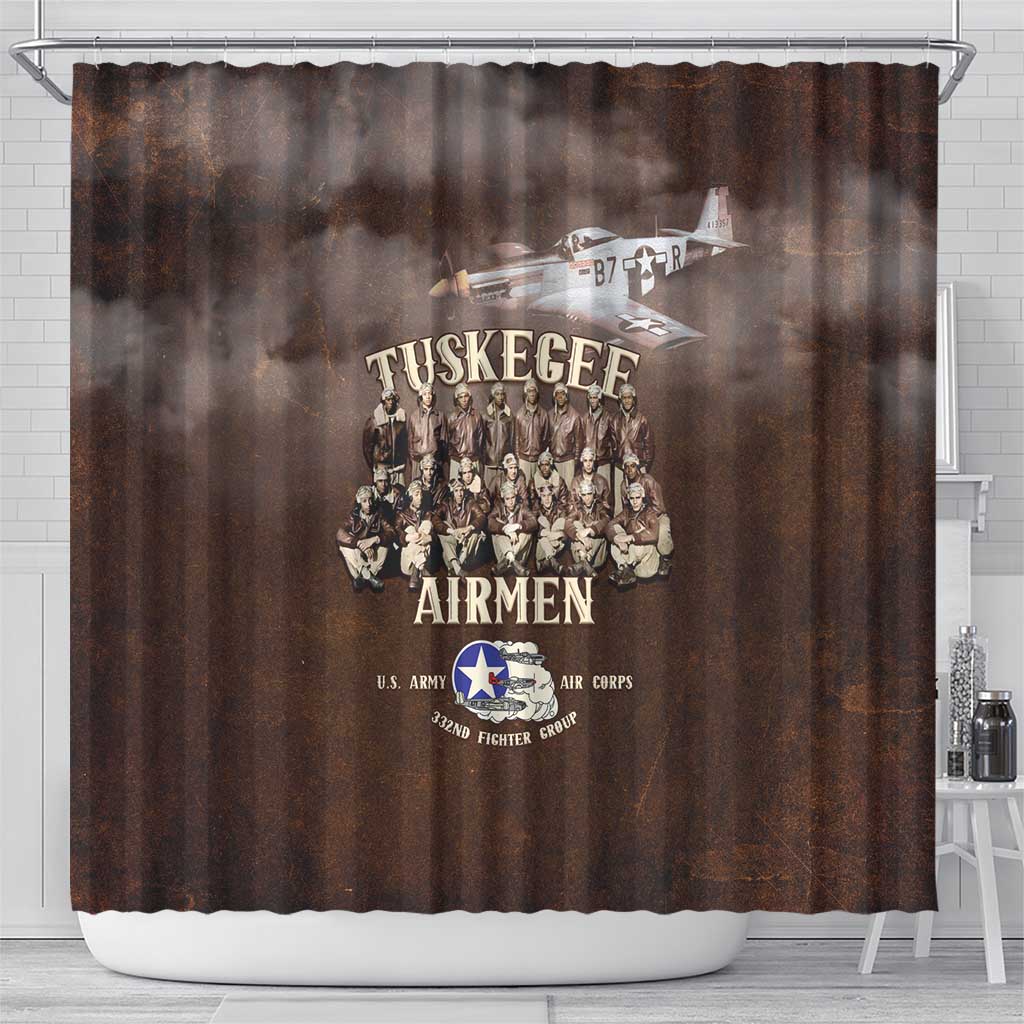 Remembering Tuskegee Airmen Shower Curtain Heroes of the 332nd Squadron Retro Style - Wonder Print Shop
