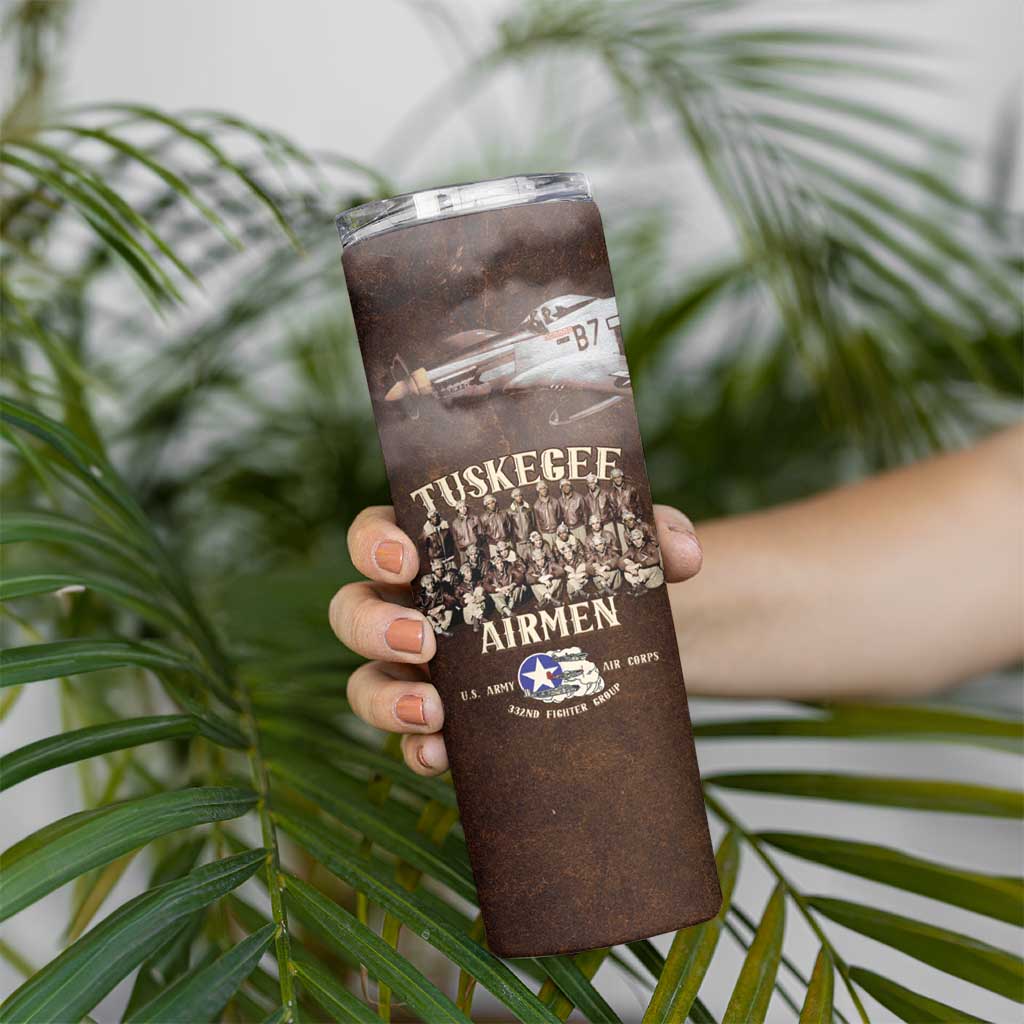 Remembering Tuskegee Airmen Skinny Tumbler Heroes of the 332nd Squadron Retro Style - Wonder Print Shop