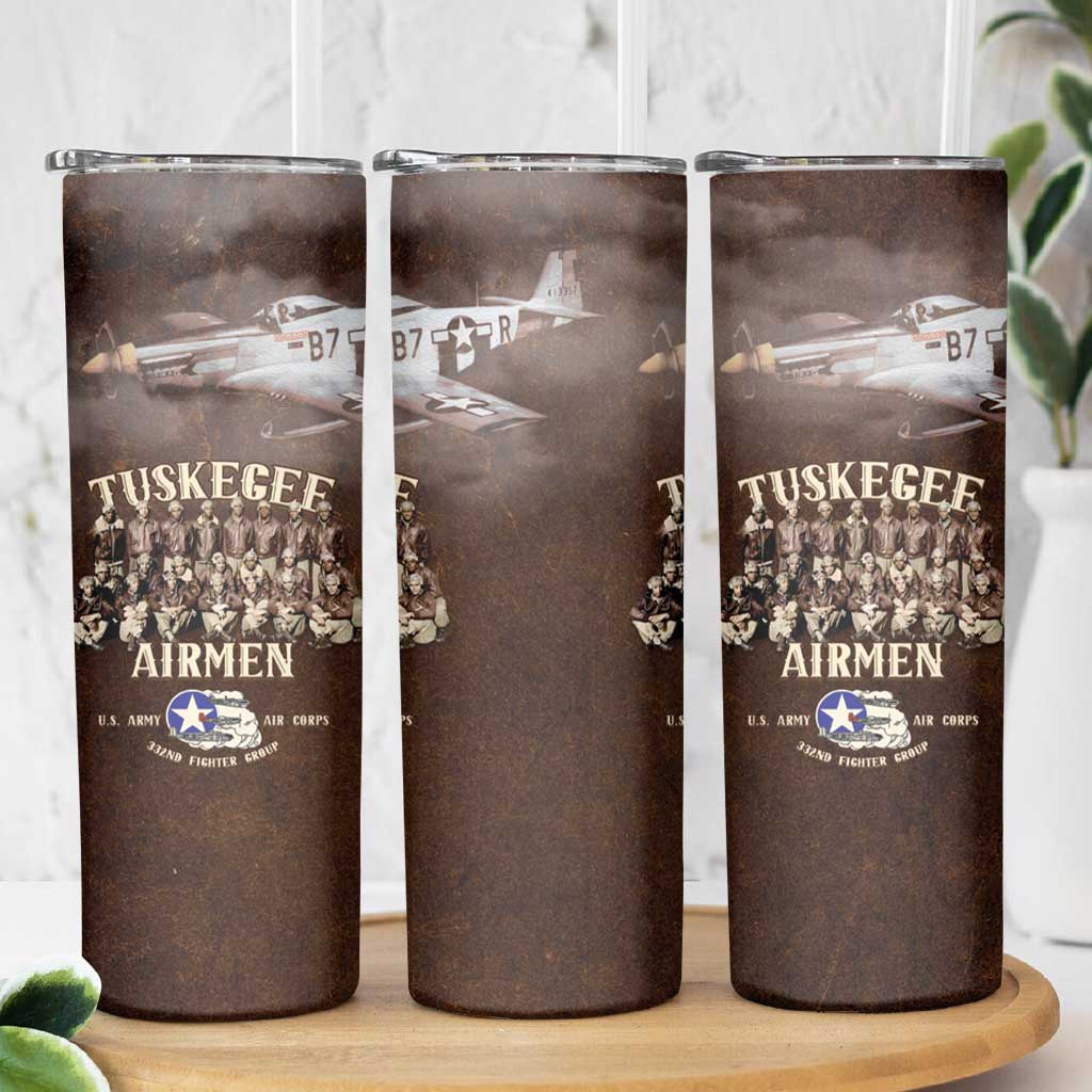 Remembering Tuskegee Airmen Skinny Tumbler Heroes of the 332nd Squadron Retro Style - Wonder Print Shop