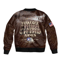 Remembering Tuskegee Airmen Sleeve Zip Bomber Jacket Heroes of the 332nd Squadron Retro Style - Wonder Print Shop