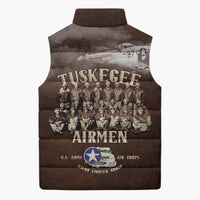 Remembering Tuskegee Airmen Sleeveless Puffer Jacket Heroes of the 332nd Squadron Retro Style - Wonder Print Shop