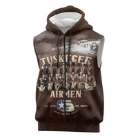 Remembering Tuskegee Airmen Sleeveless Zip Hoodie Heroes of the 332nd Squadron Retro Style - Wonder Print Shop