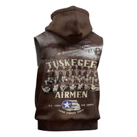 Remembering Tuskegee Airmen Sleeveless Zip Hoodie Heroes of the 332nd Squadron Retro Style - Wonder Print Shop