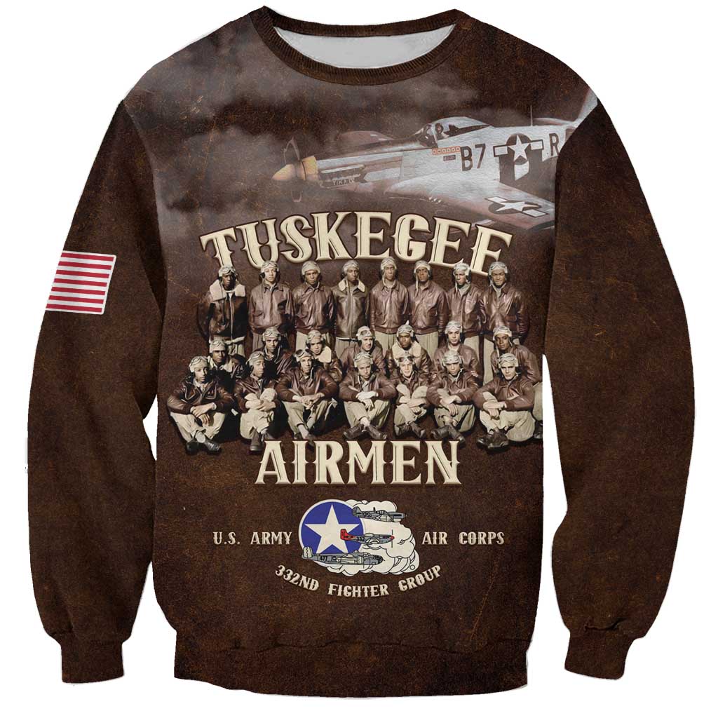 Remembering Tuskegee Airmen Sweatshirt Heroes of the 332nd Squadron Retro Style - Wonder Print Shop