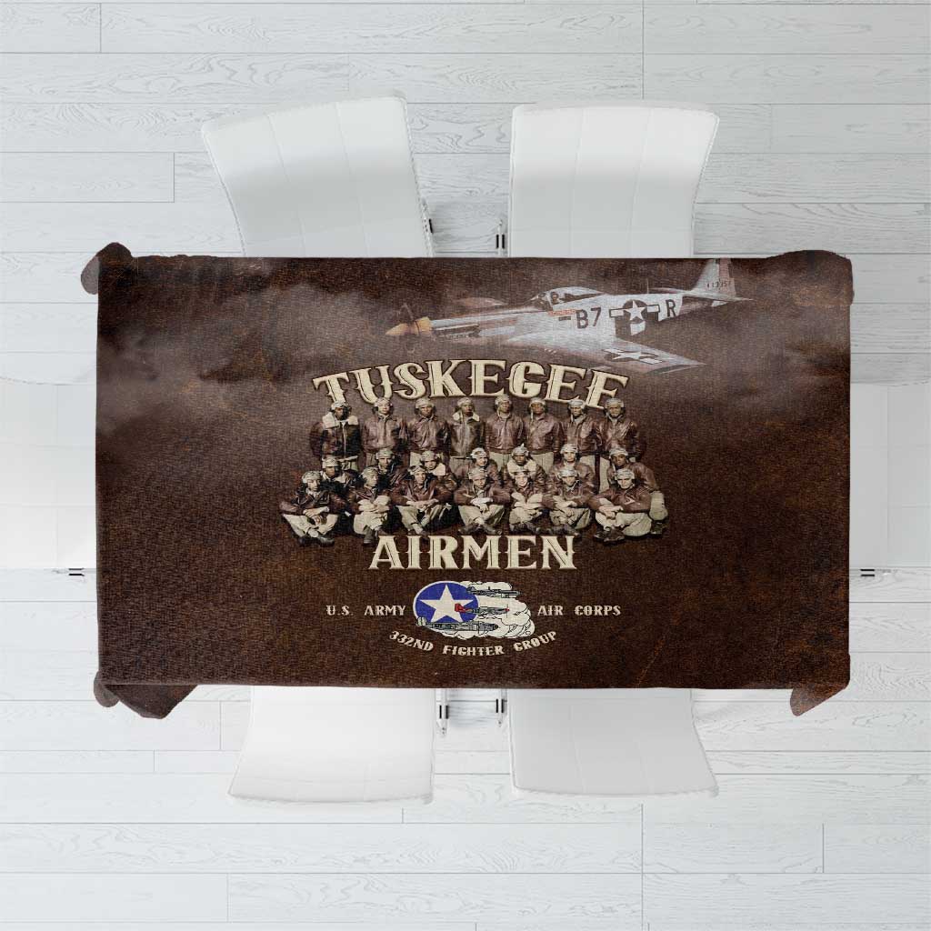 Remembering Tuskegee Airmen Tablecloth Heroes of the 332nd Squadron Retro Style - Wonder Print Shop