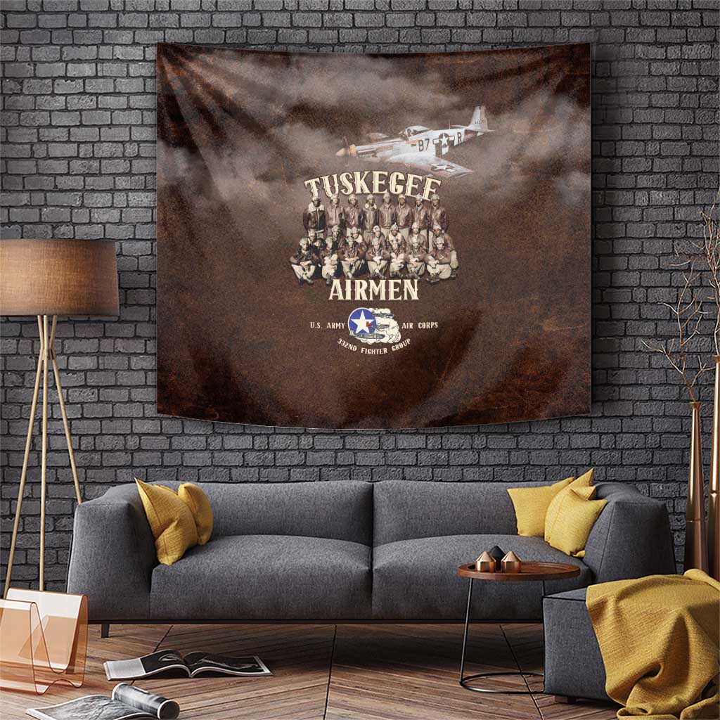 Remembering Tuskegee Airmen Tapestry Heroes of the 332nd Squadron Retro Style - Wonder Print Shop