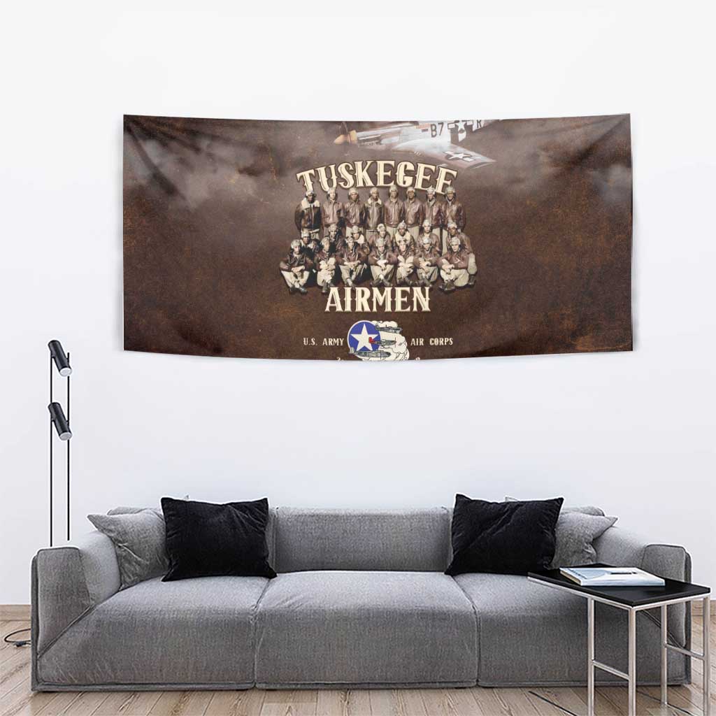Remembering Tuskegee Airmen Tapestry Heroes of the 332nd Squadron Retro Style - Wonder Print Shop