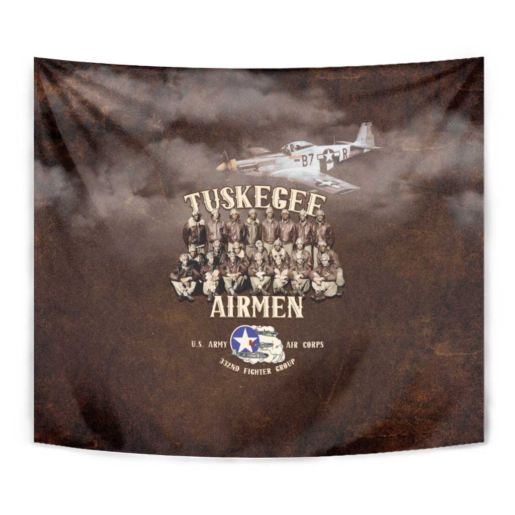 Remembering Tuskegee Airmen Tapestry Heroes of the 332nd Squadron Retro Style - Wonder Print Shop