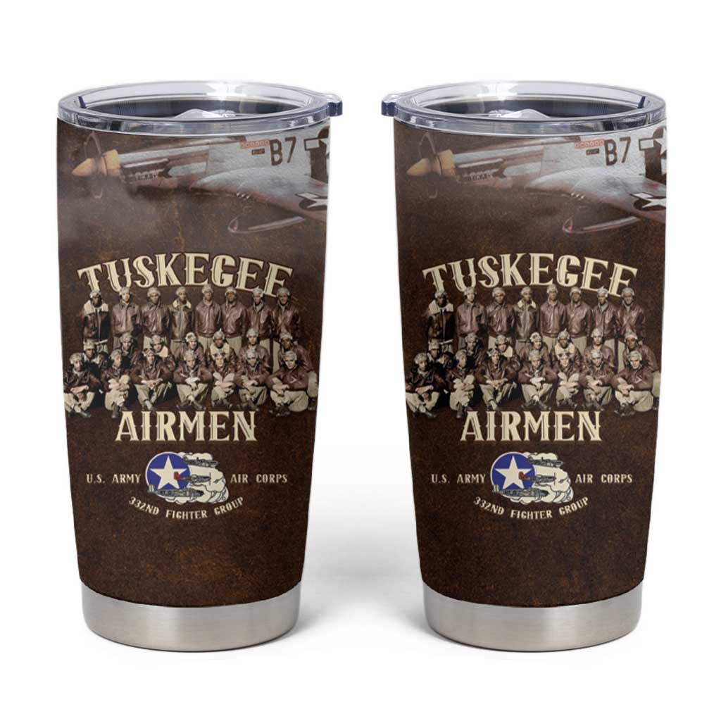 Remembering Tuskegee Airmen Tumbler Cup Heroes of the 332nd Squadron Retro Style - Wonder Print Shop