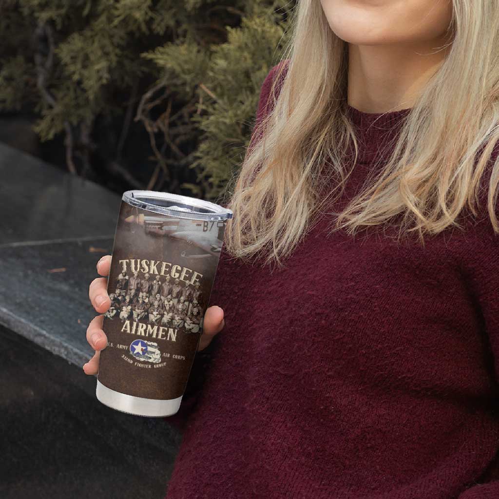 Remembering Tuskegee Airmen Tumbler Cup Heroes of the 332nd Squadron Retro Style - Wonder Print Shop