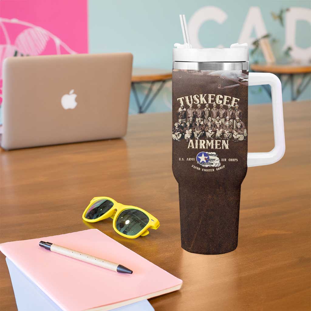 Remembering Tuskegee Airmen Tumbler With Handle Heroes of the 332nd Squadron Retro Style - Wonder Print Shop