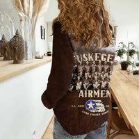 Remembering Tuskegee Airmen Women Casual Shirt Heroes of the 332nd Squadron Retro Style - Wonder Print Shop