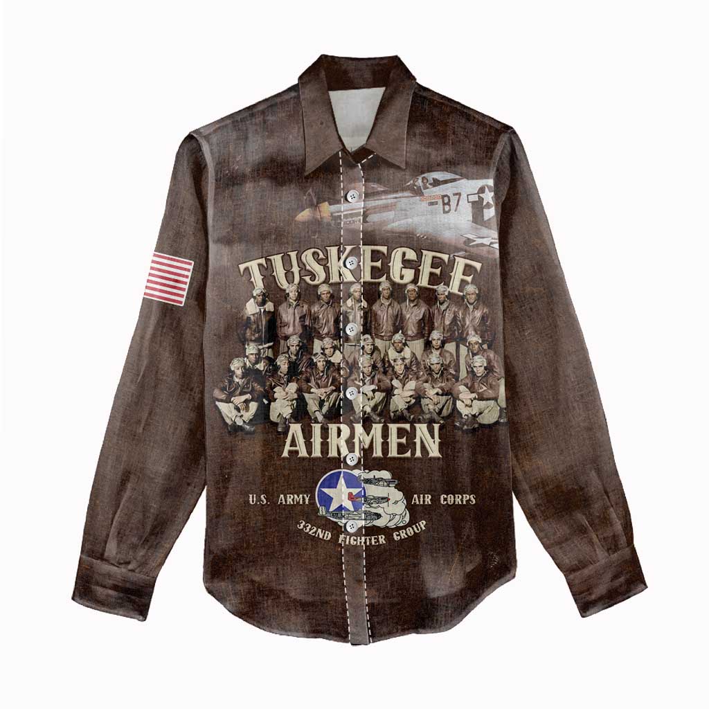 Remembering Tuskegee Airmen Women Casual Shirt Heroes of the 332nd Squadron Retro Style - Wonder Print Shop