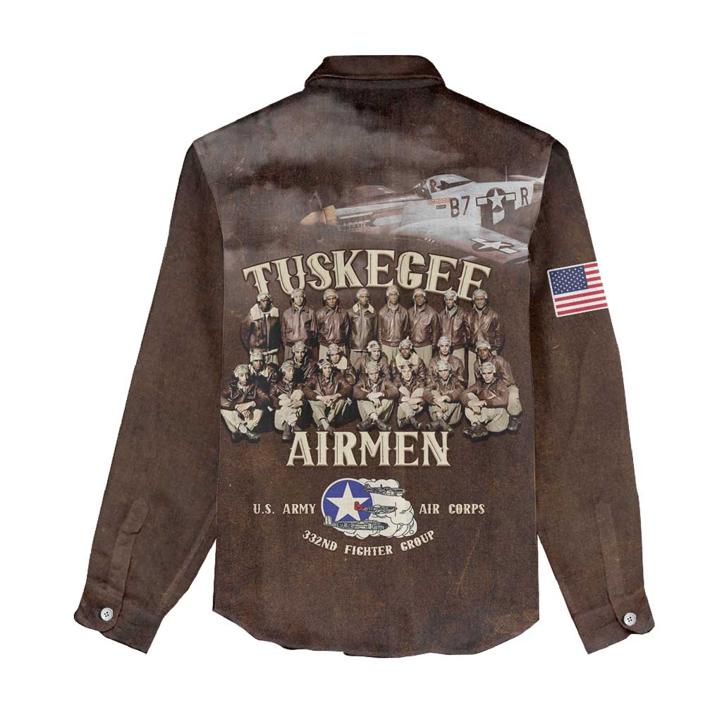 Remembering Tuskegee Airmen Women Casual Shirt Heroes of the 332nd Squadron Retro Style - Wonder Print Shop
