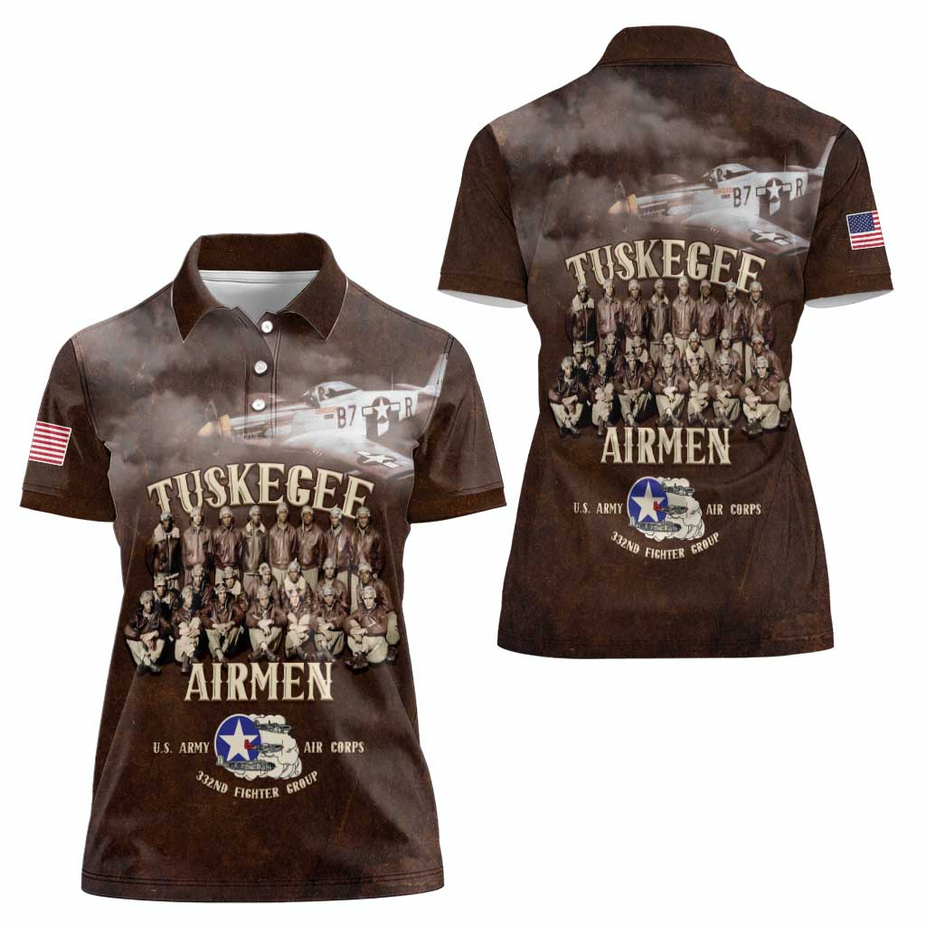 Remembering Tuskegee Airmen Women Polo Shirt Heroes of the 332nd Squadron Retro Style - Wonder Print Shop