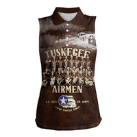 Remembering Tuskegee Airmen Women Sleeveless Polo Shirt Heroes of the 332nd Squadron Retro Style - Wonder Print Shop
