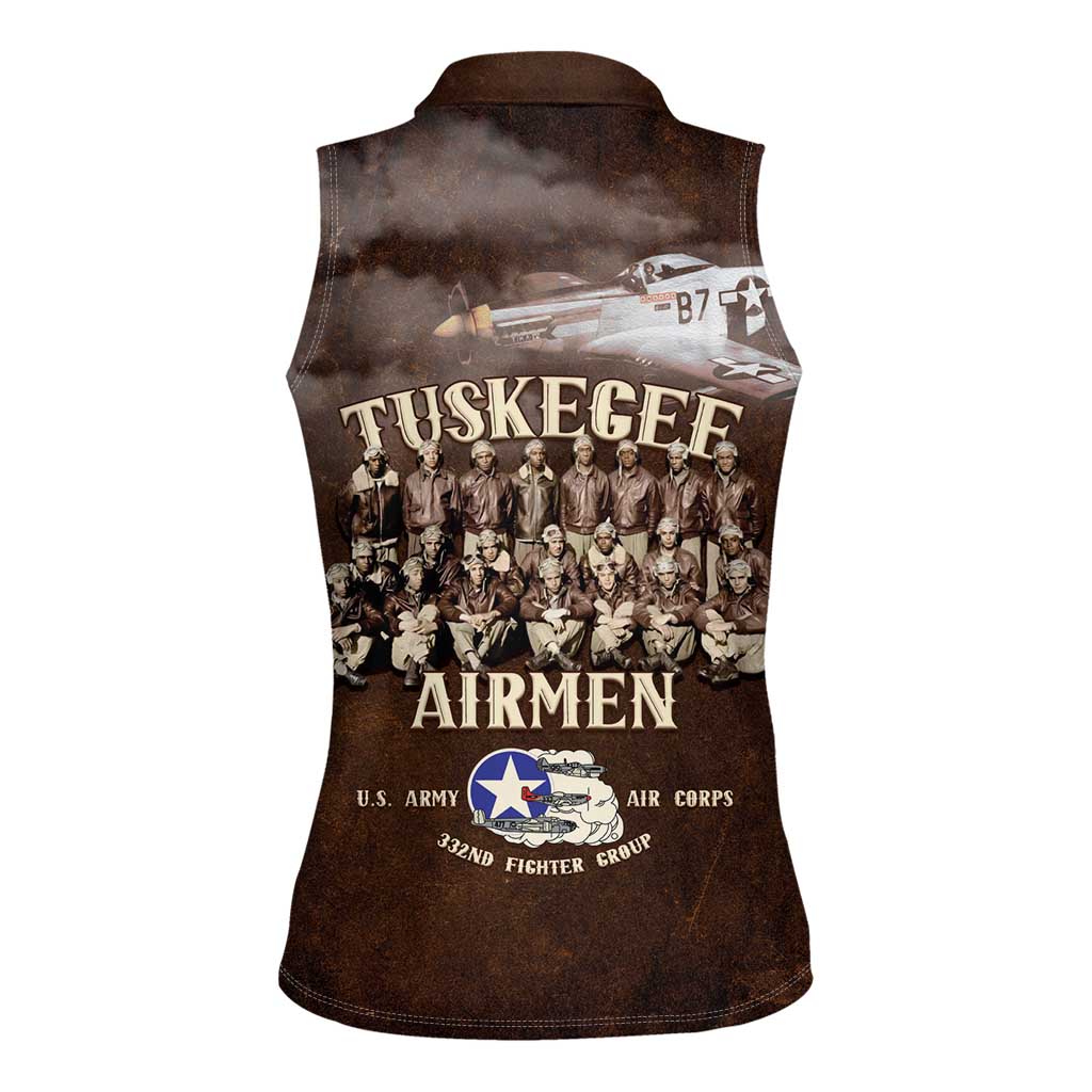 Remembering Tuskegee Airmen Women Sleeveless Polo Shirt Heroes of the 332nd Squadron Retro Style - Wonder Print Shop