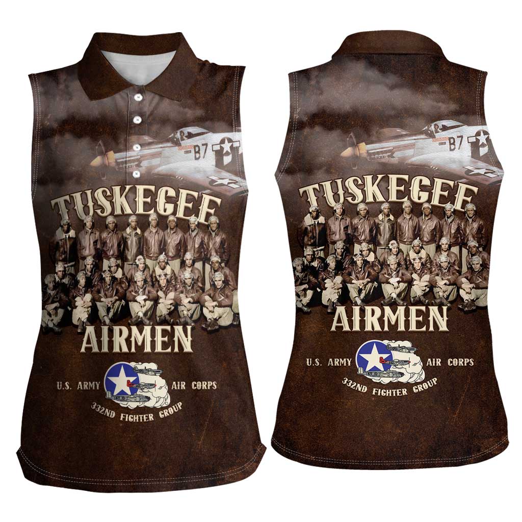 Remembering Tuskegee Airmen Women Sleeveless Polo Shirt Heroes of the 332nd Squadron Retro Style - Wonder Print Shop