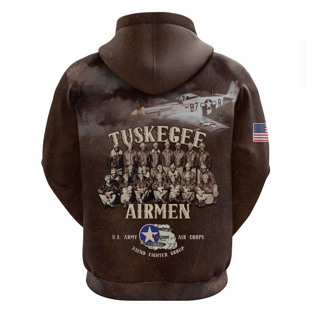 Remembering Tuskegee Airmen Zip Hoodie Heroes of the 332nd Squadron Retro Style - Wonder Print Shop