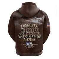 Remembering Tuskegee Airmen Zip Hoodie Heroes of the 332nd Squadron Retro Style - Wonder Print Shop