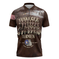 Remembering Tuskegee Airmen Zipper Polo Shirt Heroes of the 332nd Squadron Retro Style - Wonder Print Shop