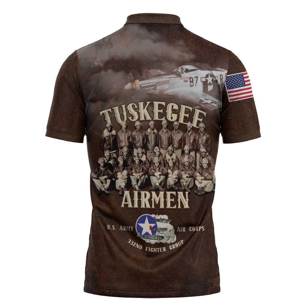 Remembering Tuskegee Airmen Zipper Polo Shirt Heroes of the 332nd Squadron Retro Style - Wonder Print Shop