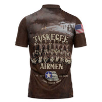 Remembering Tuskegee Airmen Zipper Polo Shirt Heroes of the 332nd Squadron Retro Style - Wonder Print Shop