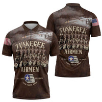 Remembering Tuskegee Airmen Zipper Polo Shirt Heroes of the 332nd Squadron Retro Style - Wonder Print Shop