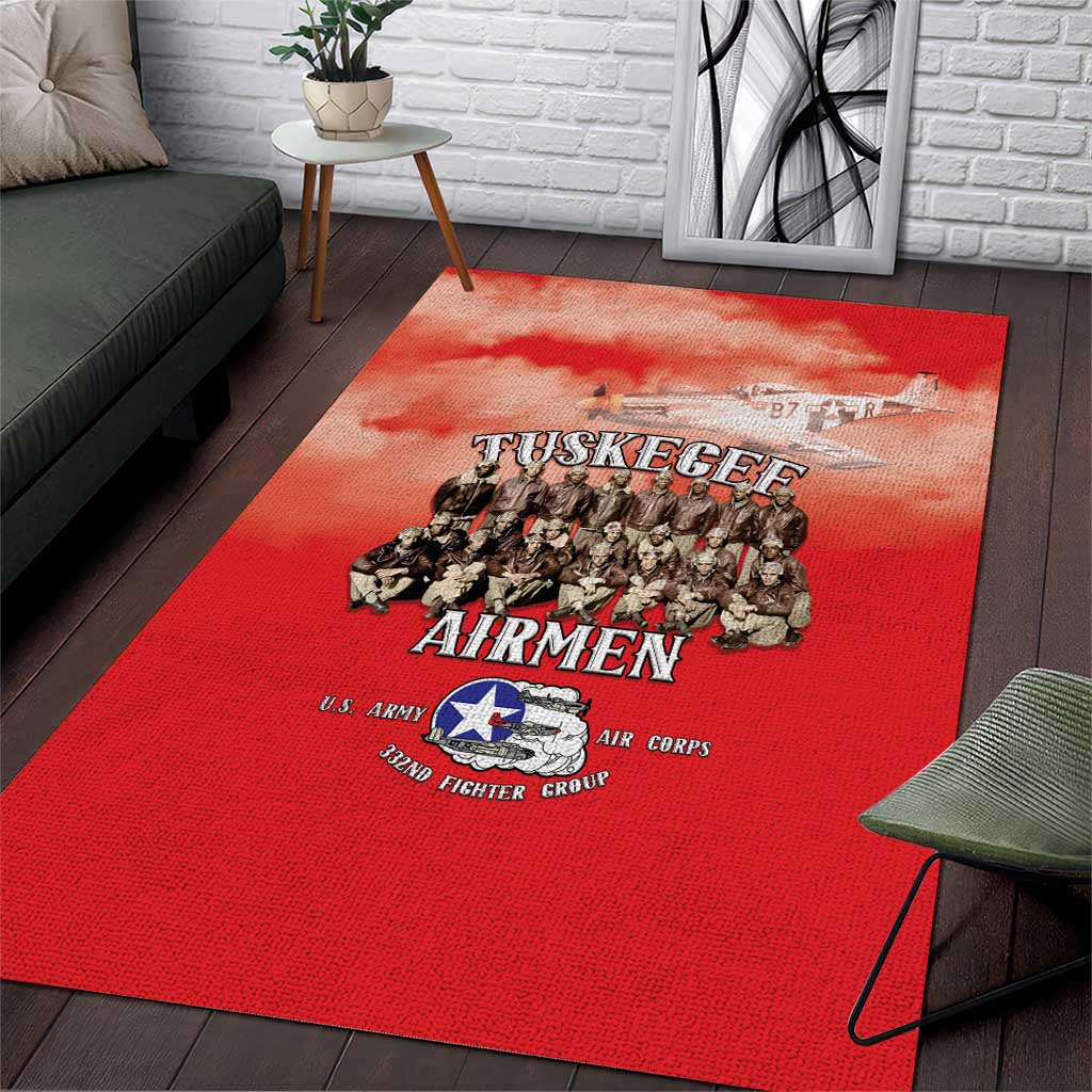 Remembering Tuskegee Airmen Area Rug Heroes of the 332nd Squadron Red Art - Wonder Print Shop