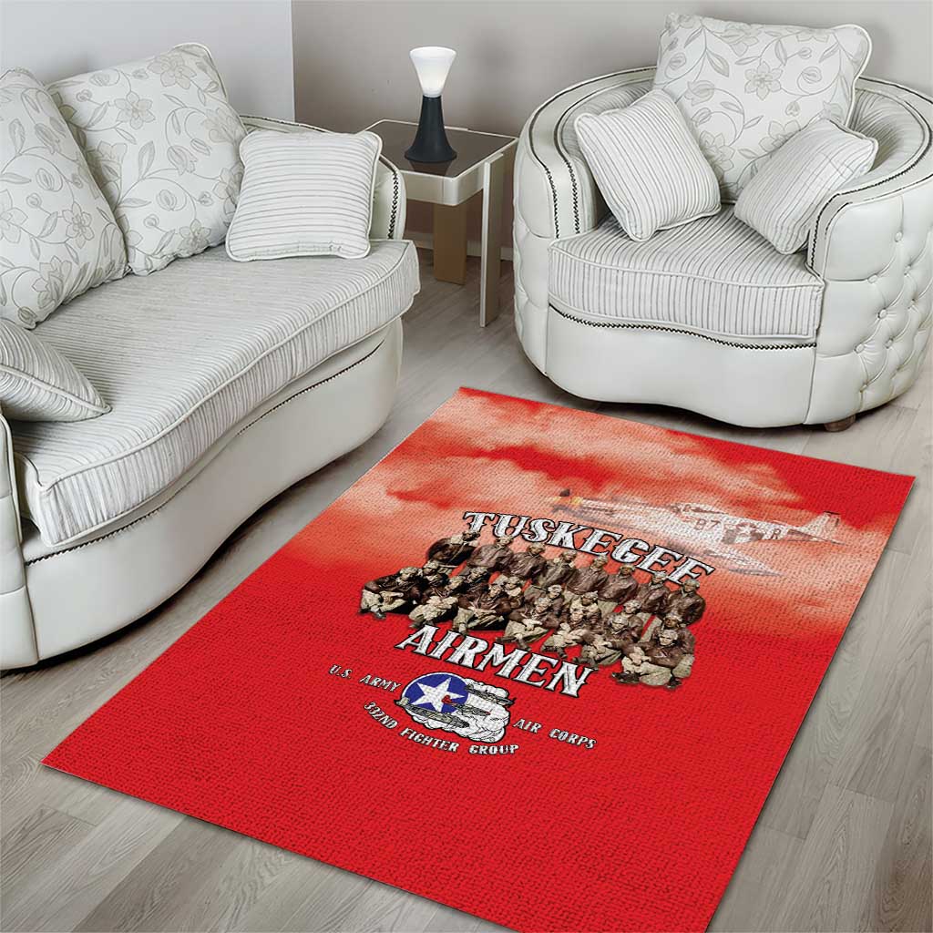 Remembering Tuskegee Airmen Area Rug Heroes of the 332nd Squadron Red Art - Wonder Print Shop