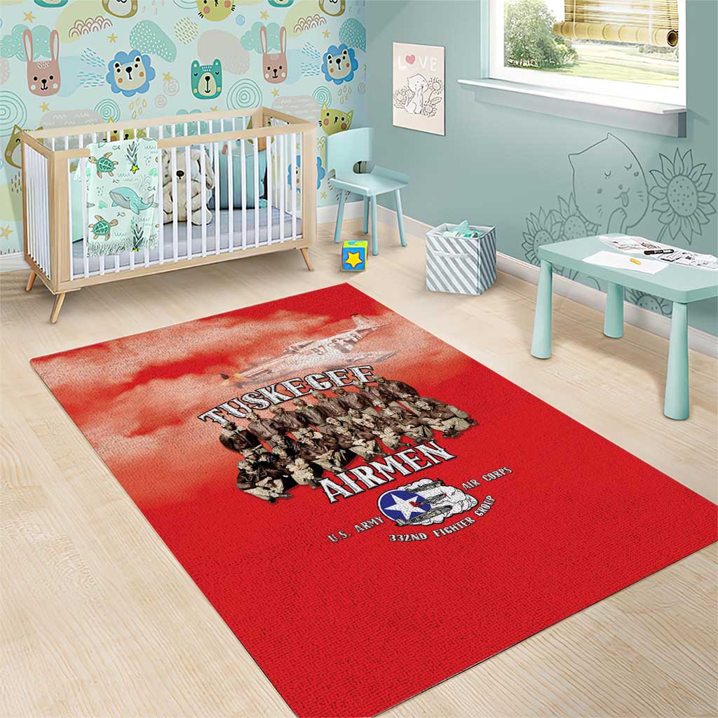 Remembering Tuskegee Airmen Area Rug Heroes of the 332nd Squadron Red Art - Wonder Print Shop