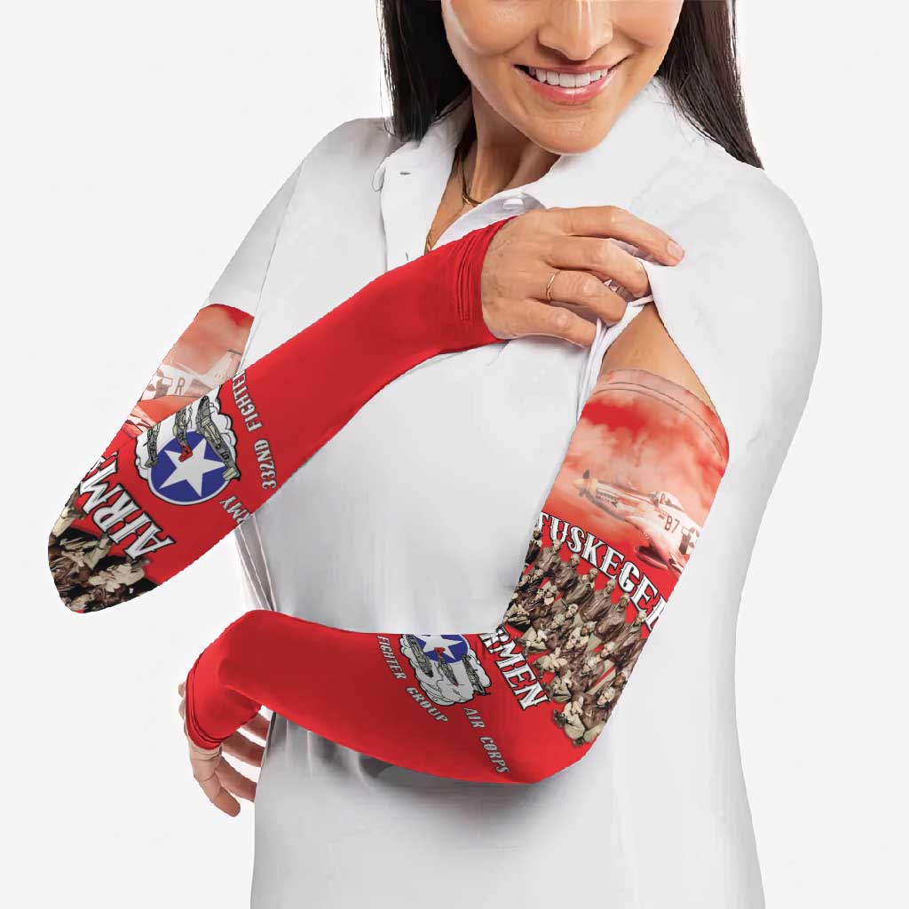 Remembering Tuskegee Airmen Arm Sleeves Heroes of the 332nd Squadron Red Art - Wonder Print Shop