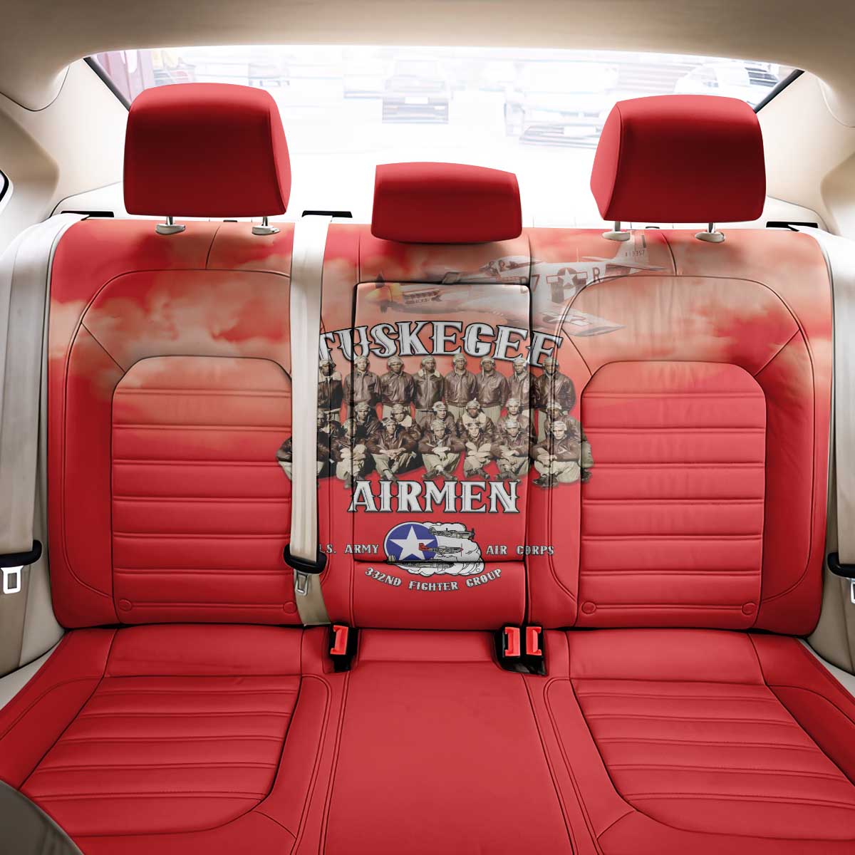 Remembering Tuskegee Airmen Back Car Seat Cover Heroes of the 332nd Squadron Red Art - Wonder Print Shop