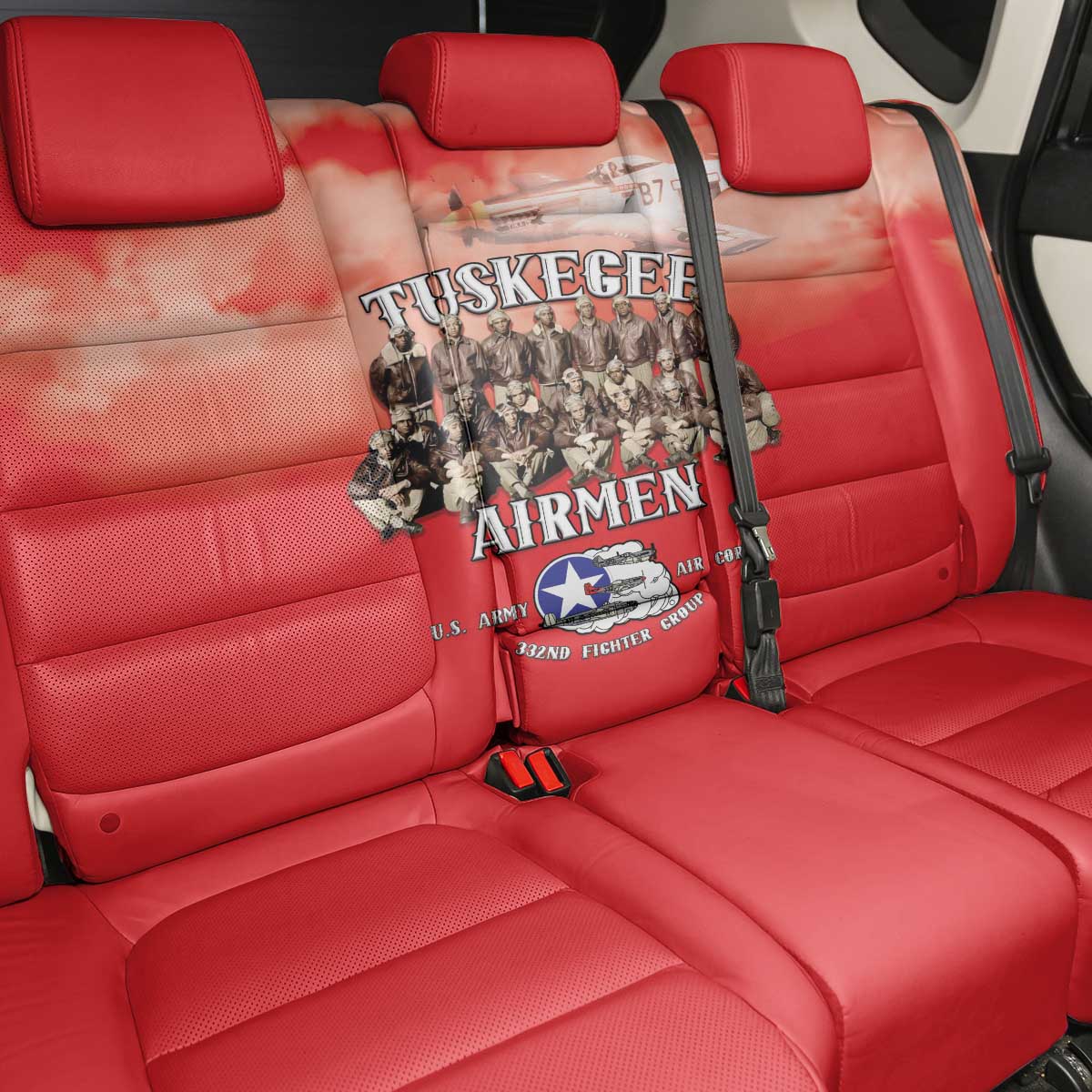 Remembering Tuskegee Airmen Back Car Seat Cover Heroes of the 332nd Squadron Red Art - Wonder Print Shop