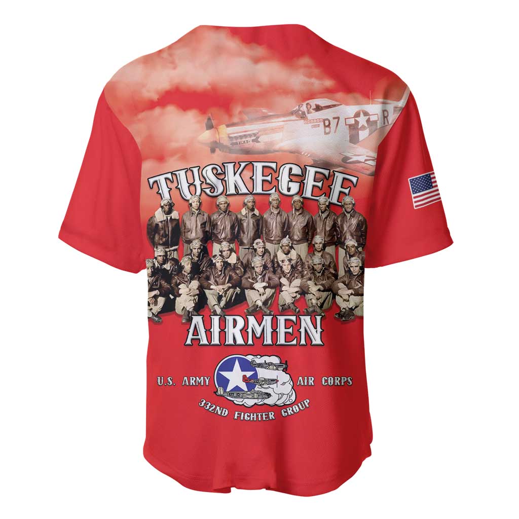 Remembering Tuskegee Airmen Baseball Jersey Heroes of the 332nd Squadron Red Art - Wonder Print Shop