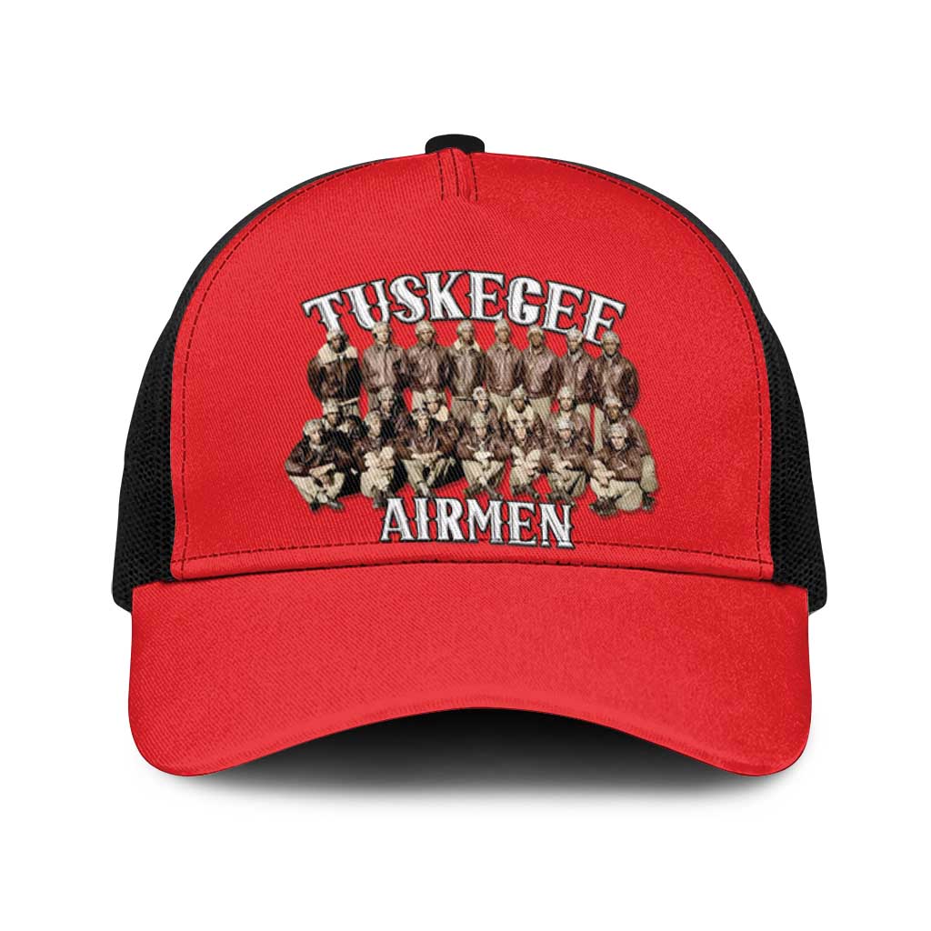 Remembering Tuskegee Airmen Baseball Net Cap Heroes of the 332nd Squadron Red Art - Wonder Print Shop