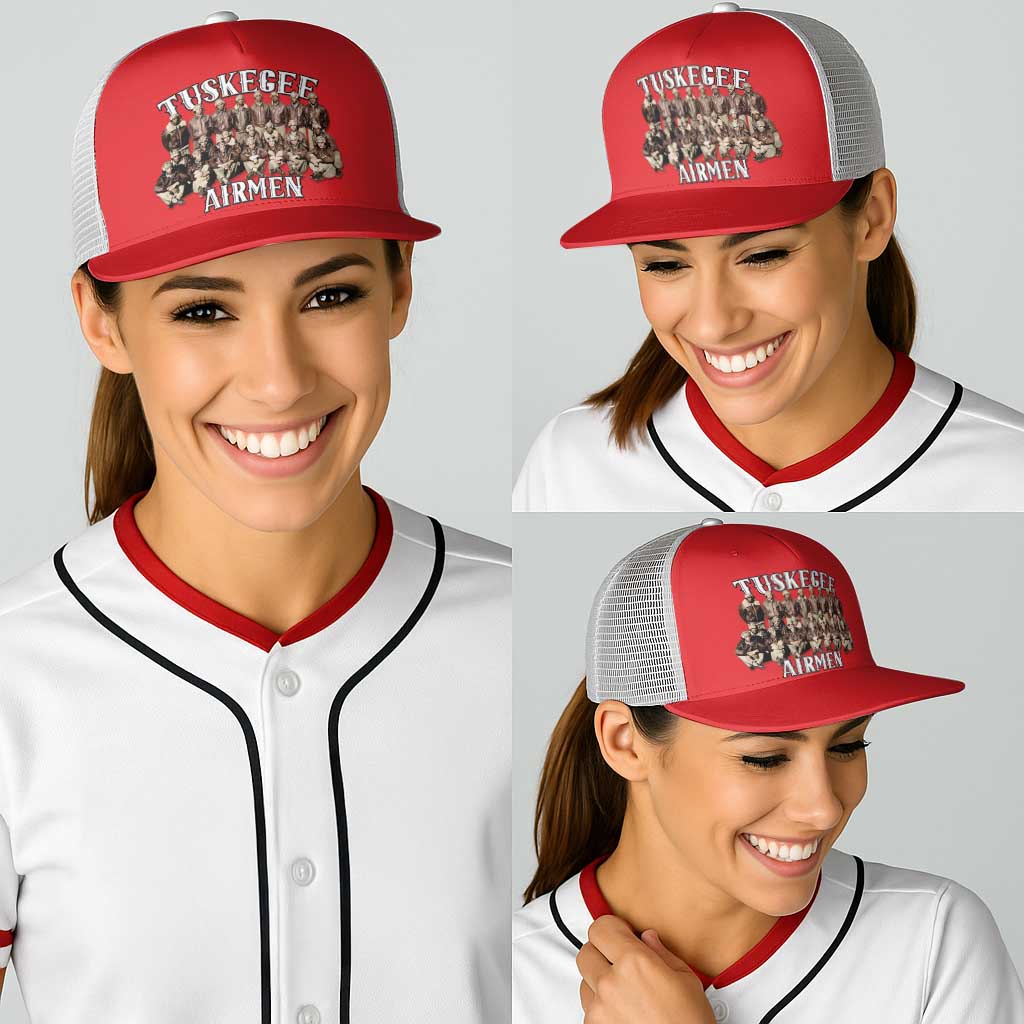 Remembering Tuskegee Airmen Baseball Net Cap Heroes of the 332nd Squadron Red Art - Wonder Print Shop
