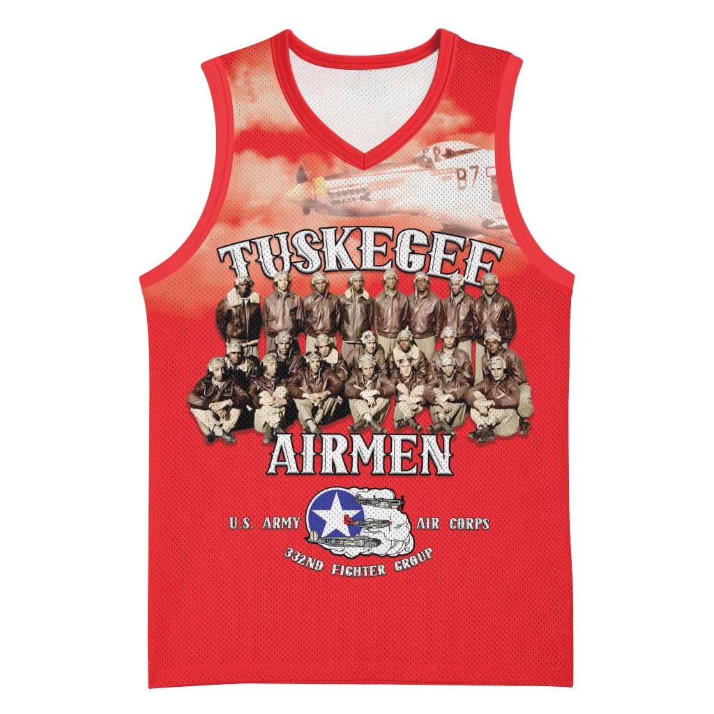 Remembering Tuskegee Airmen Basketball Jersey Heroes of the 332nd Squadron Red Art - Wonder Print Shop